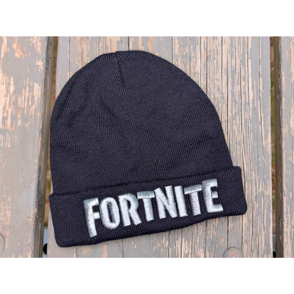 Official Fortnite Epic Games Cuffed Beanie | Black Knit Winter Hat